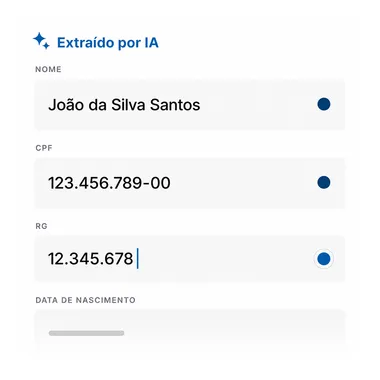 12 campos preenchidos automaticamente em 4 segundos
